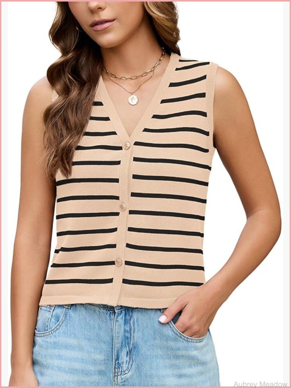 Button Down Knit Sweater Vest Cardigan Fall Outfits